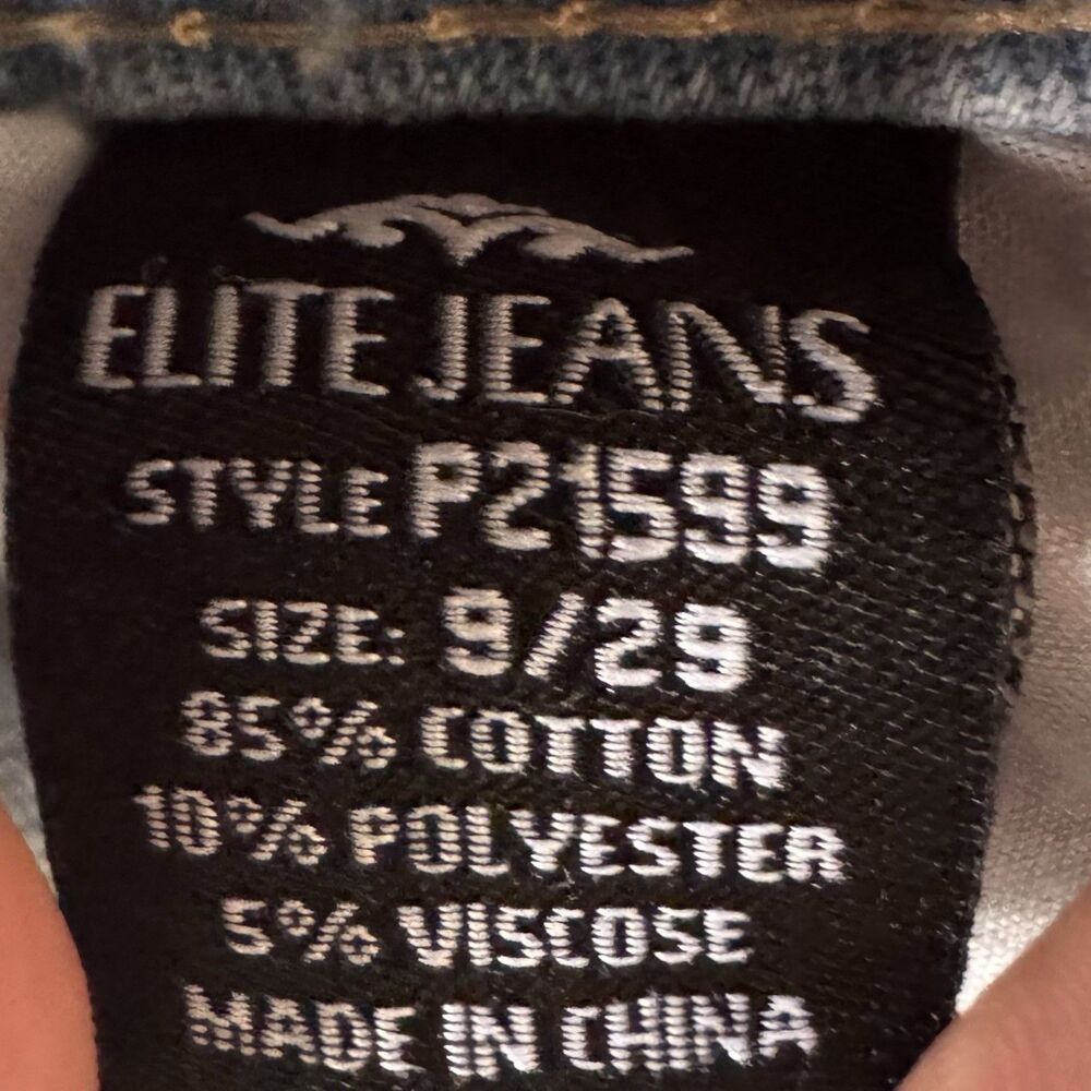 Y2K Elite Jeans Distressed Denim Jeans Raw Hem Pants Light Blue Wash Womens Sz 9 - Picture 9 of 16